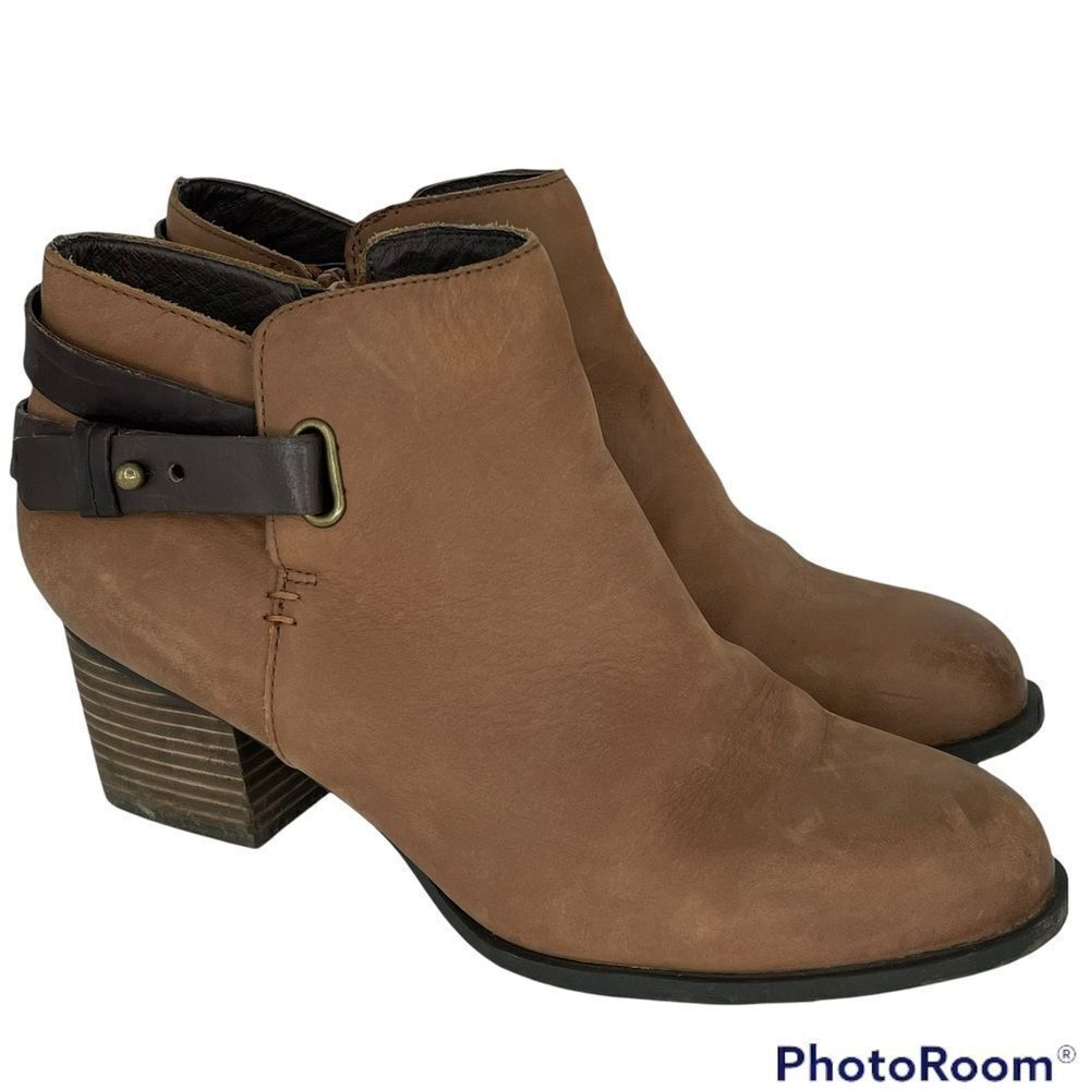Sole Society Cognac Angie Leather Booties Ankle Boots Women Size 11 Heeled